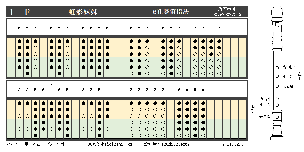 竖笛指法虹彩妹妹
