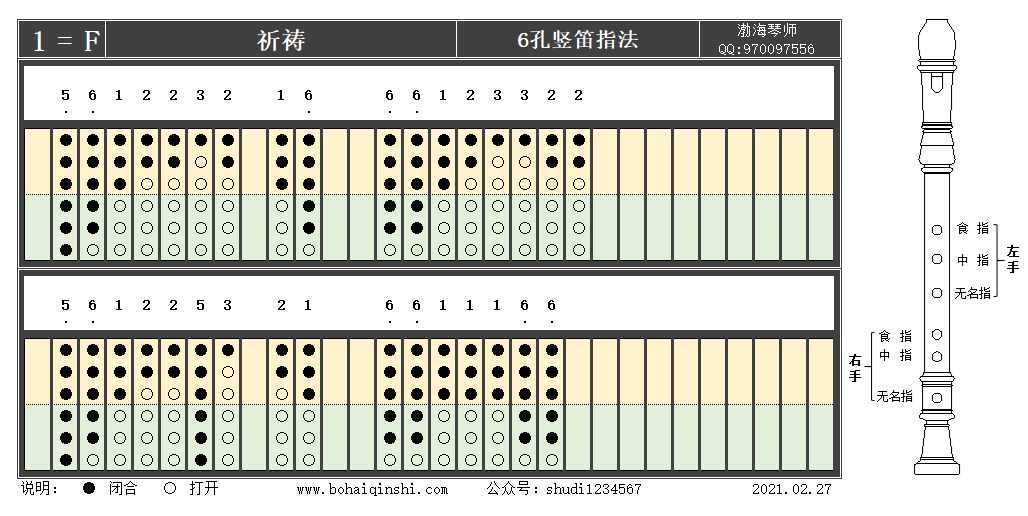 【竖笛指法】祈祷
