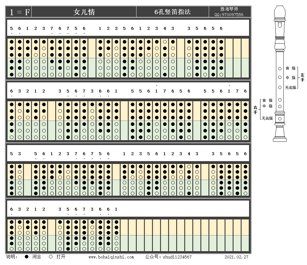 竖笛指法女儿情
