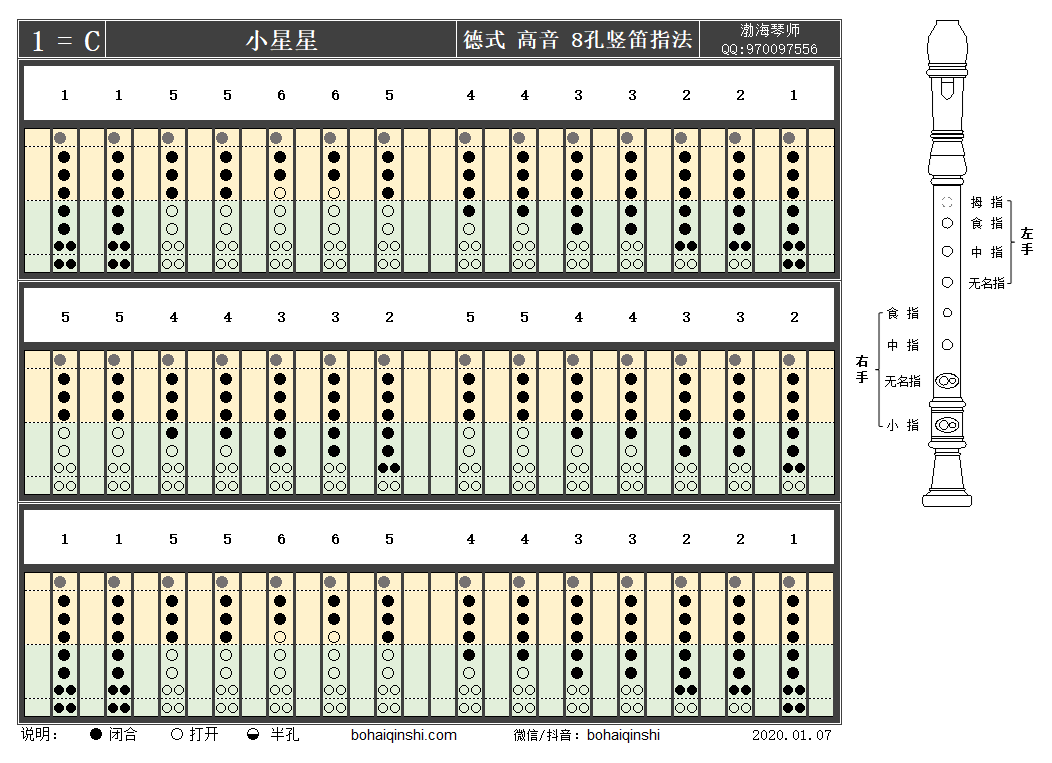 竖笛指法小星星