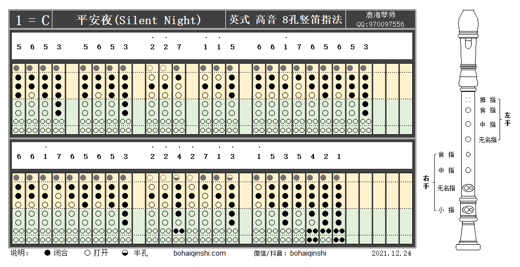 竖笛指法平安夜